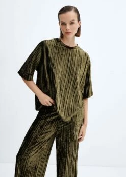 Pantalon Plissé Velours -New Trendy Shop 57069100 43 D1