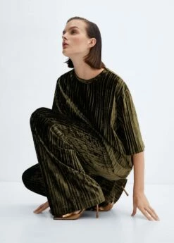 Pantalon Plissé Velours -New Trendy Shop 57069100 43 D2