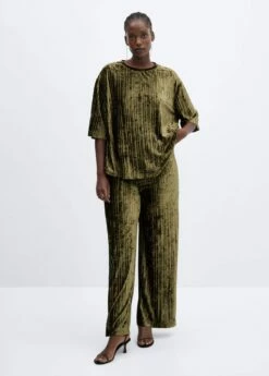 Pantalon Plissé Velours -New Trendy Shop 57069100 43 D3