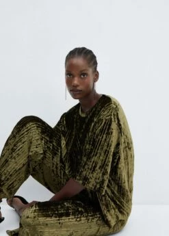 Pantalon Plissé Velours -New Trendy Shop 57069100 43 D4