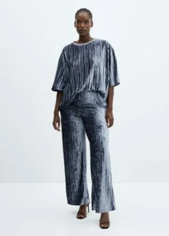 Pantalon Plissé Velours -New Trendy Shop 57069100 52 D3