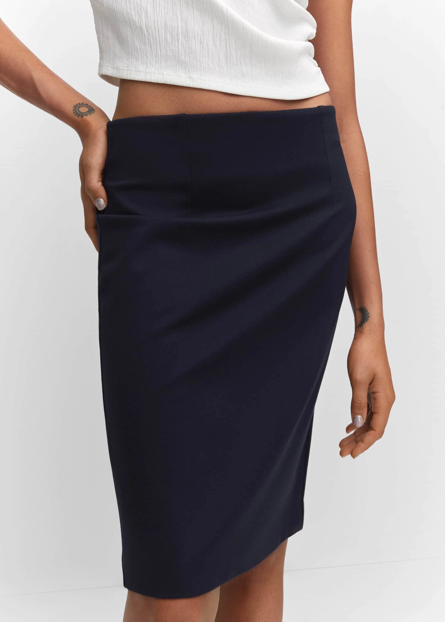 Jupe Crayon Fendue Maille Point De Rome 5 Jupe Crayon Fendue Maille Point De Rome – Image 5