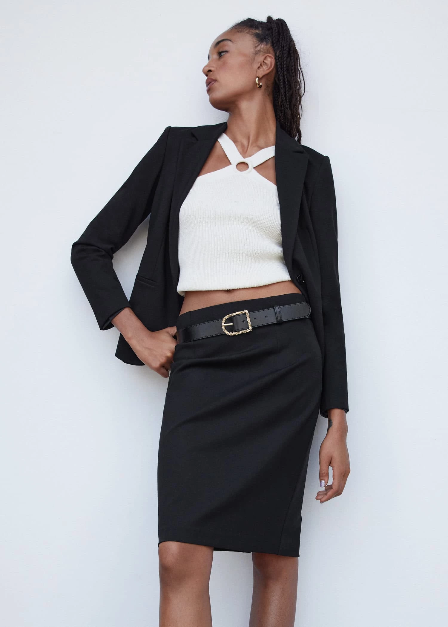 Jupe Crayon Fendue Maille Point De Rome 12 Jupe Crayon Fendue Maille Point De Rome – Image 12