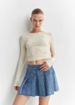 Minijupe En Jean Plissée -New Trendy Shop 57073808 TM D2