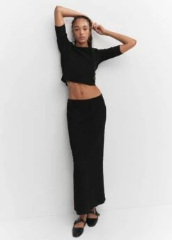 Jupe Texturée Fendue -New Trendy Shop 57073810 99 D2