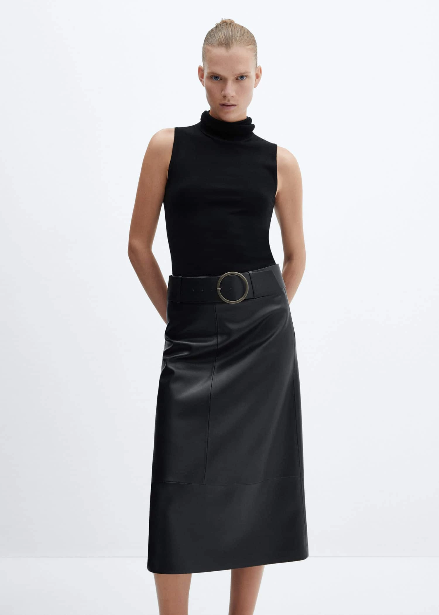 Jupe Midi Ceinture Similicuir 4 Jupe Midi Ceinture Similicuir – Image 4