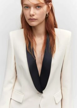 Veste Structurée Col Smoking Contrasté -New Trendy Shop 57083819 01 D1