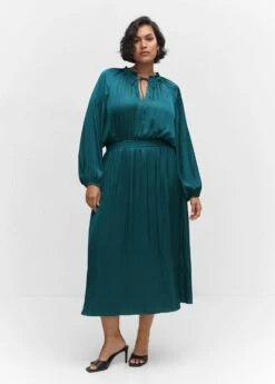 Robe Satinée Manches Bouffantes -New Trendy Shop 57084762 59 D3