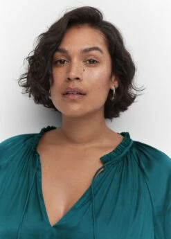 Robe Satinée Manches Bouffantes -New Trendy Shop 57084762 59 D4