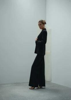 Pantalon Tailleur Palazzo Détails Satinés -New Trendy Shop 57084783 99 D2