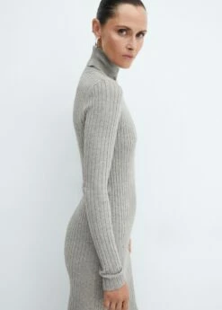 Robe Midi Maille Côtelée Col Montant -New Trendy Shop 57087730 91 D2