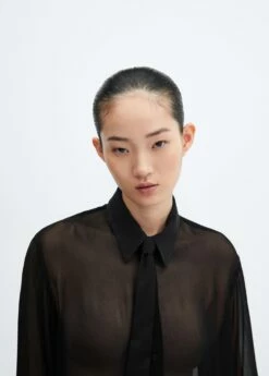 Chemise Cravate Détails Satinés -New Trendy Shop 57087757 99 D1