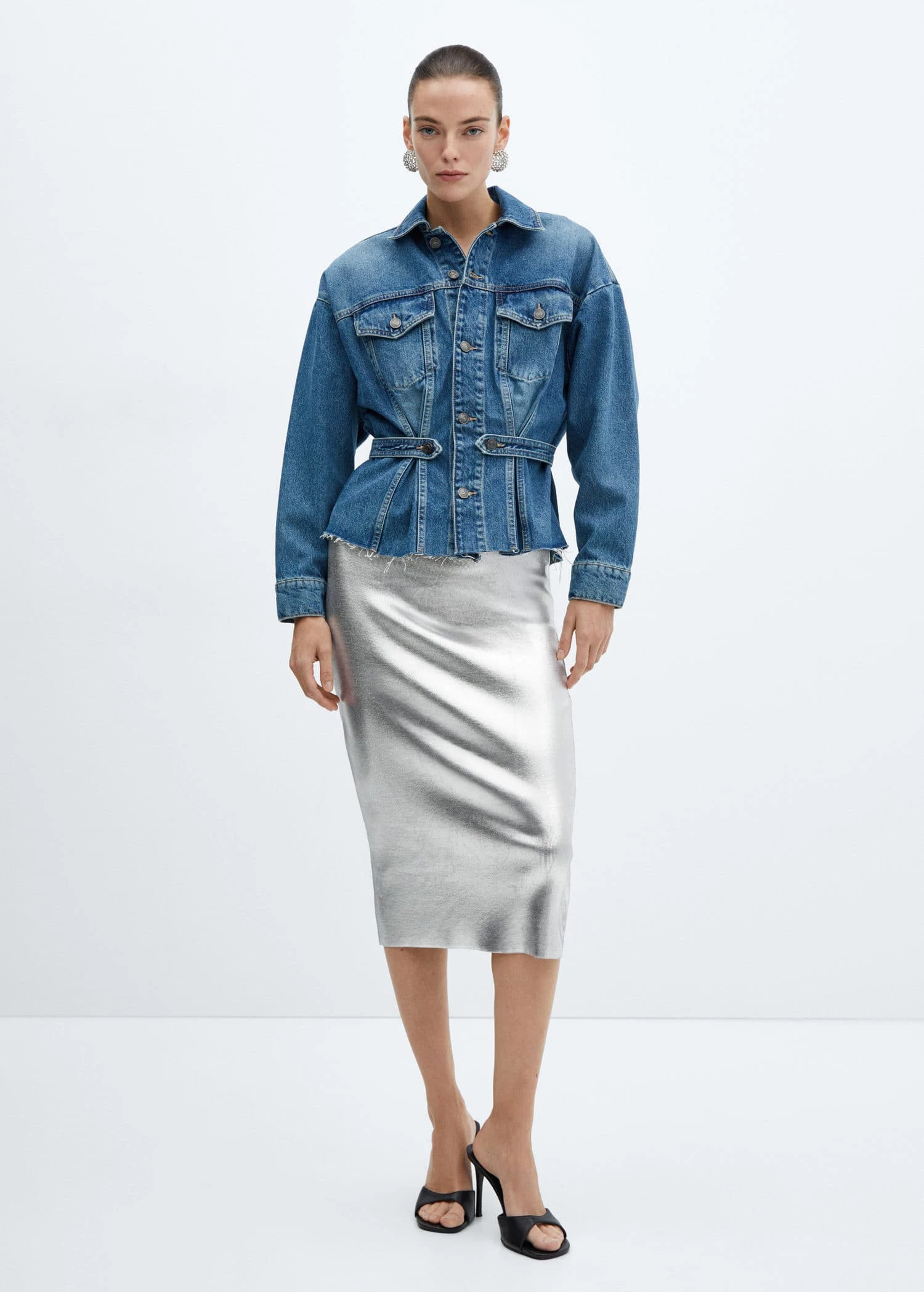 Jupe Midi Métallisée 2 Jupe Midi Métallisée – Image 2