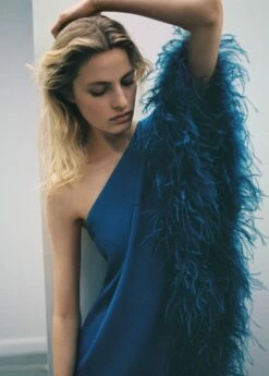 Robe Satinée Asymétrique Plumes 14 Robe Satinée Asymétrique Plumes -New Trendy Shop 57091172 52 D6