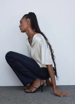 Blouse Satinée Manches Courtes 20 Blouse Satinée Manches Courtes -New Trendy Shop 57093811 05 D2