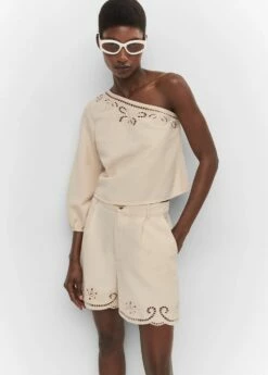 Top Asymétrique Broderies Ajourées -New Trendy Shop 57094010 05 D6